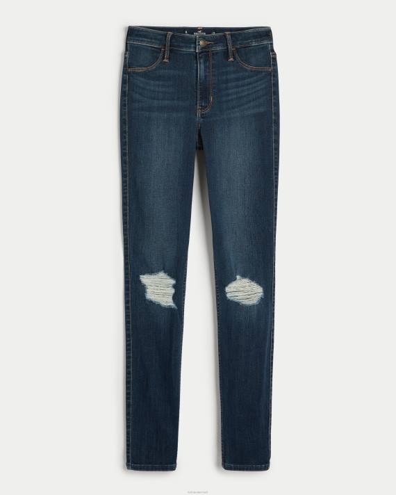 Hollister Kvinder high-rise leggings i mørke vask 2H8Z568 bunde mørk rippet vask