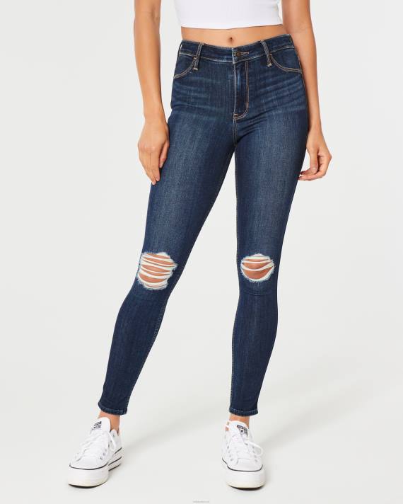 Hollister Kvinder high-rise leggings i mørke vask 2H8Z568 bunde mørk rippet vask