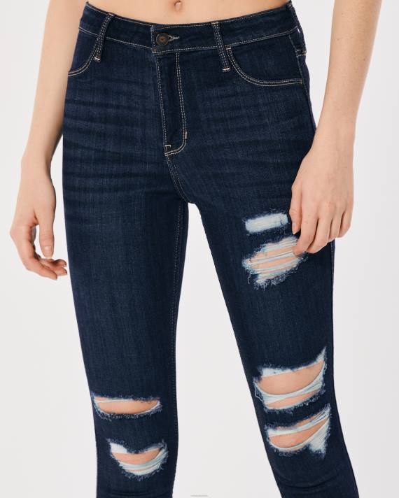 Hollister Kvinder high-rise leggings i mørke vask 2H8Z742 bunde mørkt knæ ødelægge