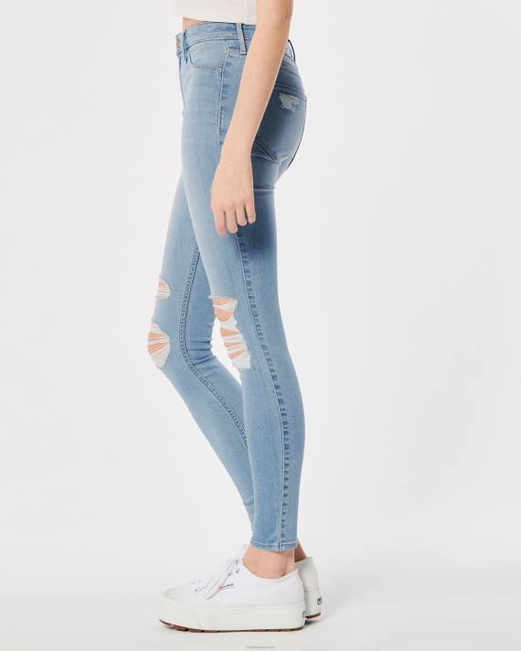 Hollister Kvinder high-rise leggings med flået let vask 2H8Z616 bunde let knæ ødelægge