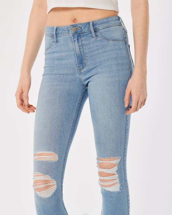 Hollister Kvinder high-rise leggings med flået let vask 2H8Z616 bunde let knæ ødelægge