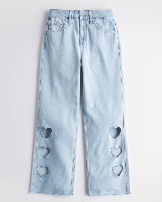 Hollister Kvinder high-rise let vask udskårne baggy jeans 2H8Z665 bunde let vask