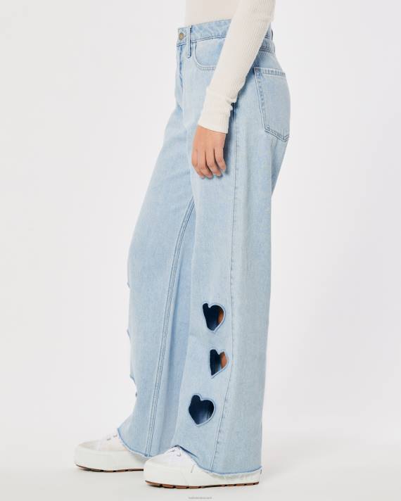 Hollister Kvinder high-rise let vask udskårne baggy jeans 2H8Z665 bunde let vask