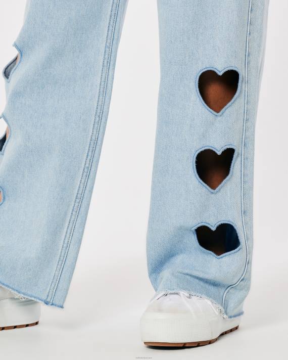 Hollister Kvinder high-rise let vask udskårne baggy jeans 2H8Z665 bunde let vask