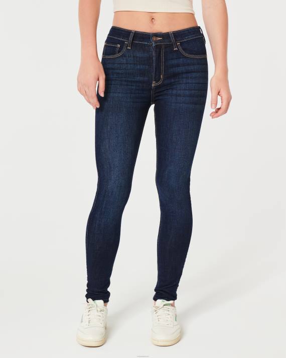 Hollister Kvinder high-rise mørk vask super skinny jeans 2H8Z585 bunde mørk vask