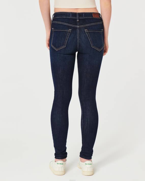 Hollister Kvinder high-rise mørk vask super skinny jeans 2H8Z585 bunde mørk vask