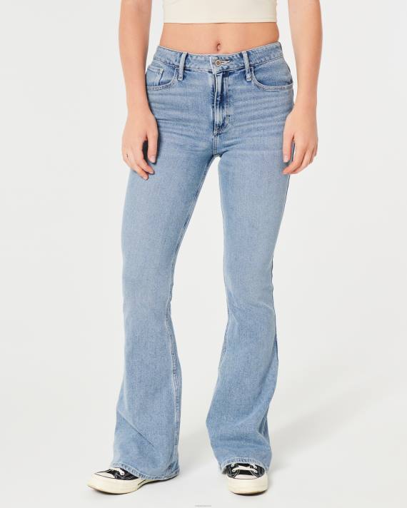 Hollister Kvinder high-rise medium vask flare jeans 2H8Z589 bunde medium vask