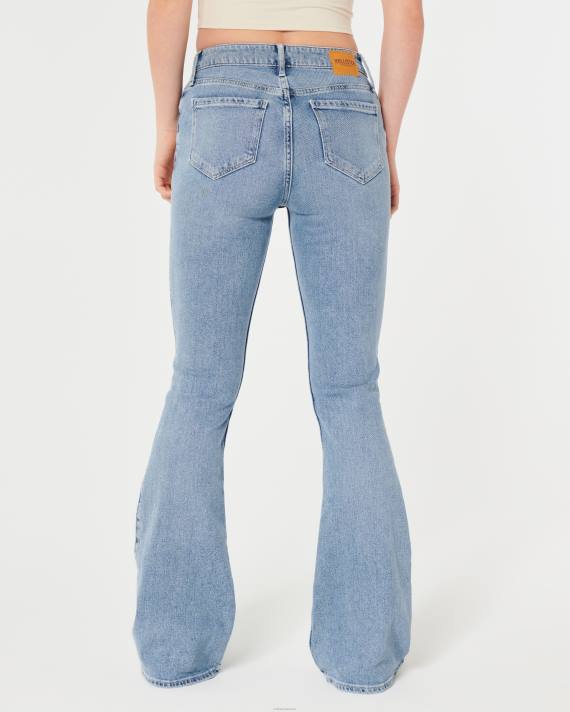 Hollister Kvinder high-rise medium vask flare jeans 2H8Z589 bunde medium vask