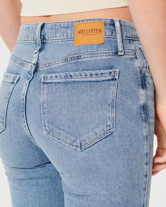 Hollister Kvinder high-rise medium vask flare jeans 2H8Z589 bunde medium vask