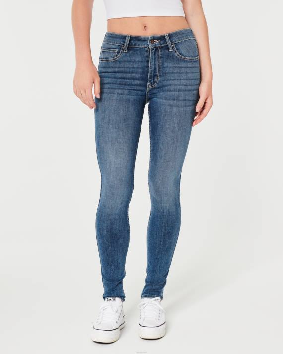 Hollister Kvinder high-rise medium vask super skinny jeans 2H8Z566 bunde medium vask