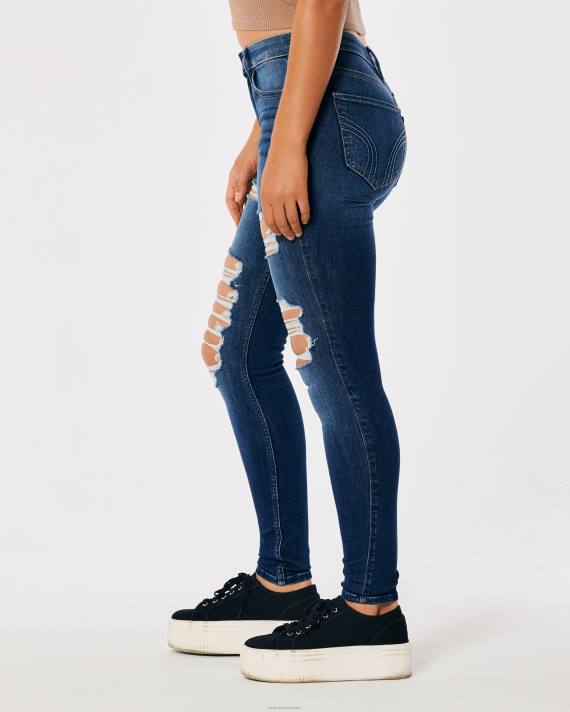 Hollister Kvinder high-rise ripped dark was super skinny jeans 2H8Z599 bunde mørke ødelægge