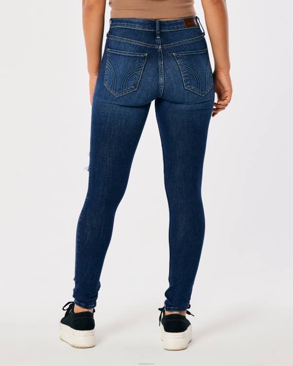 Hollister Kvinder high-rise ripped dark was super skinny jeans 2H8Z599 bunde mørke ødelægge