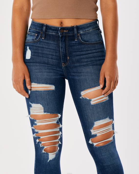 Hollister Kvinder high-rise ripped dark was super skinny jeans 2H8Z599 bunde mørke ødelægge