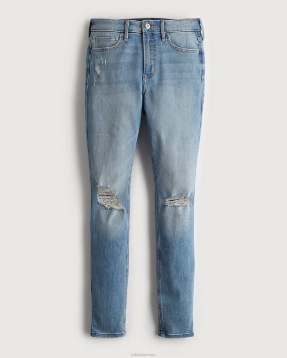 Hollister Kvinder high-rise ripped let vask super skinny jeans 2H8Z701 bunde lys ødelægge