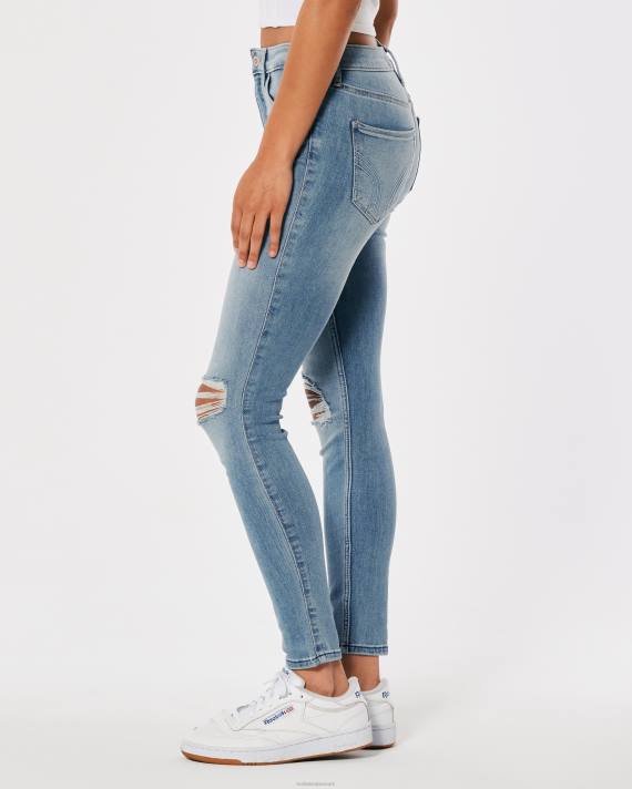 Hollister Kvinder high-rise ripped let vask super skinny jeans 2H8Z701 bunde lys ødelægge