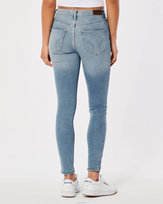 Hollister Kvinder high-rise ripped let vask super skinny jeans 2H8Z701 bunde lys ødelægge