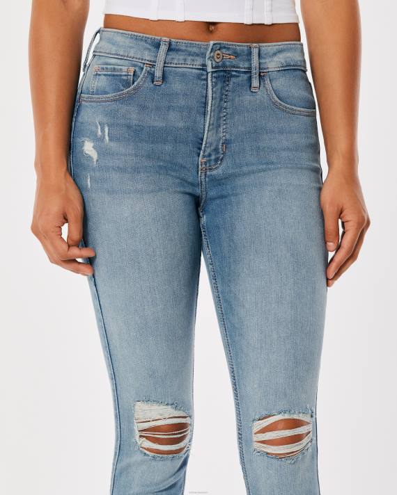 Hollister Kvinder high-rise ripped let vask super skinny jeans 2H8Z701 bunde lys ødelægge