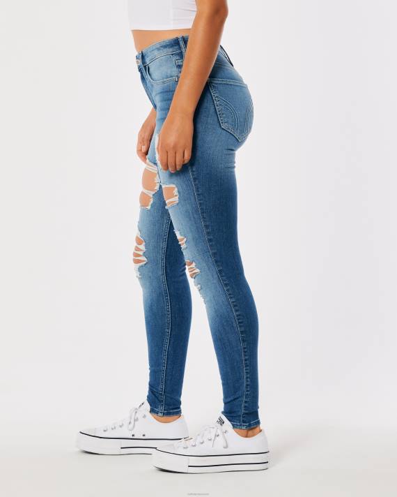 Hollister Kvinder high-rise ripped medium vask super skinny jeans 2H8Z574 bunde medium ødelægge