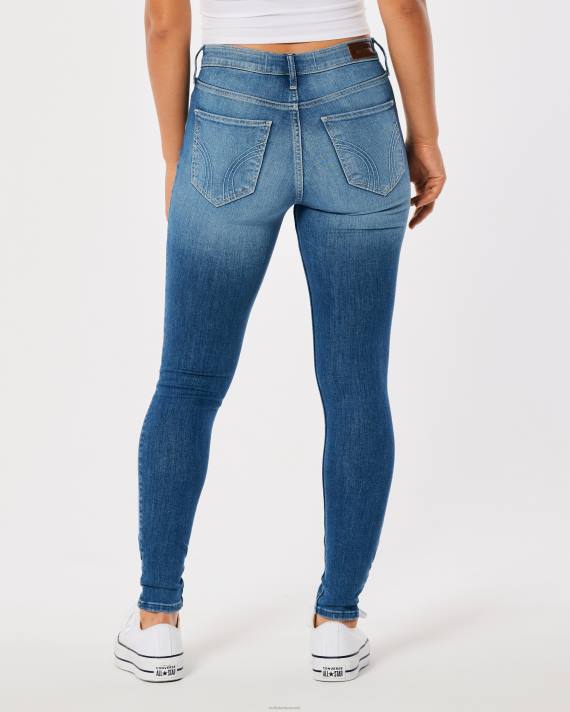 Hollister Kvinder high-rise ripped medium vask super skinny jeans 2H8Z574 bunde medium ødelægge