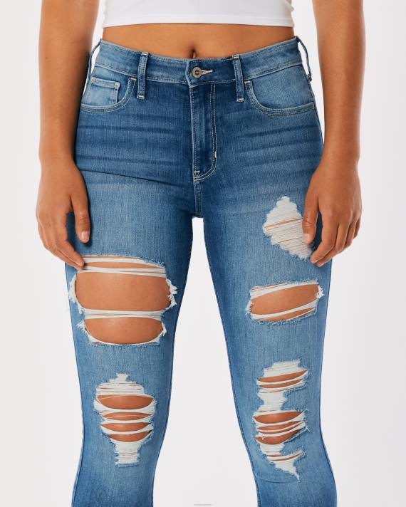 Hollister Kvinder high-rise ripped medium vask super skinny jeans 2H8Z574 bunde medium ødelægge