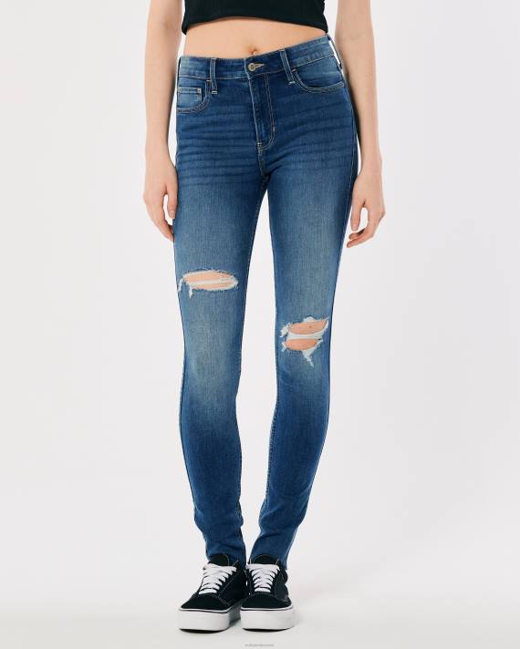 Hollister Kvinder high-rise ripped medium vask super skinny jeans 2H8Z727 bunde medium rippet vask