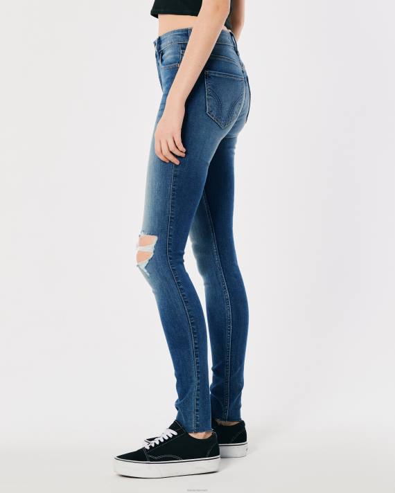 Hollister Kvinder high-rise ripped medium vask super skinny jeans 2H8Z727 bunde medium rippet vask