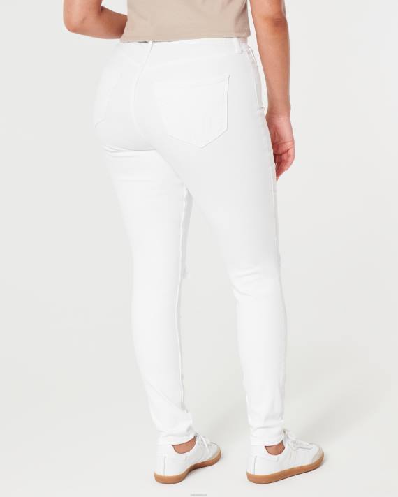 Hollister Kvinder kurvede høje rippet hvide super skinny jeans 2H8Z684 bunde revet hvidt