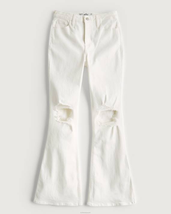 Hollister Kvinder kurvede højhuse, flarede hvide flare jeans 2H8Z756 bunde off white
