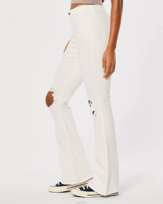 Hollister Kvinder kurvede højhuse, flarede hvide flare jeans 2H8Z756 bunde off white