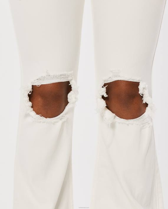 Hollister Kvinder kurvede højhuse, flarede hvide flare jeans 2H8Z756 bunde off white