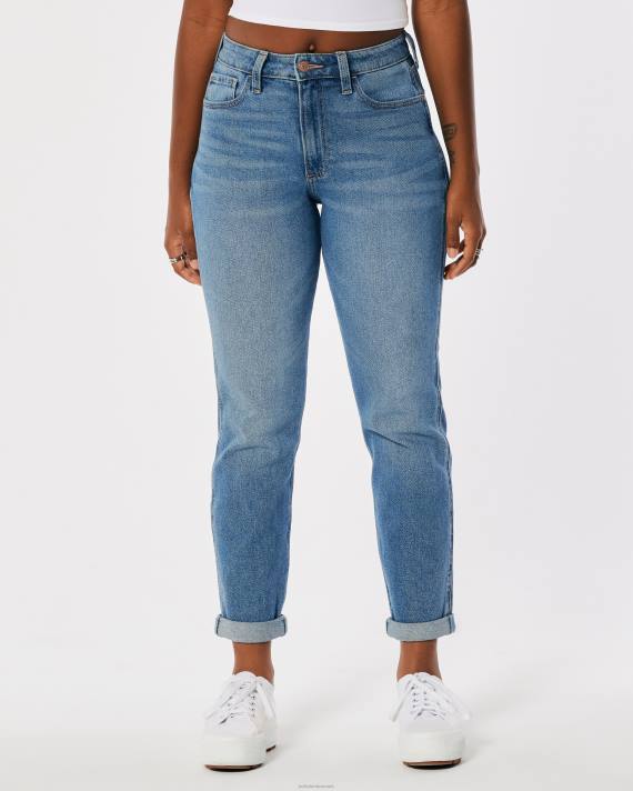 Hollister Kvinder kurvede højhuse mellemvaskede mom-jeans 2H8Z679 bunde medium vask