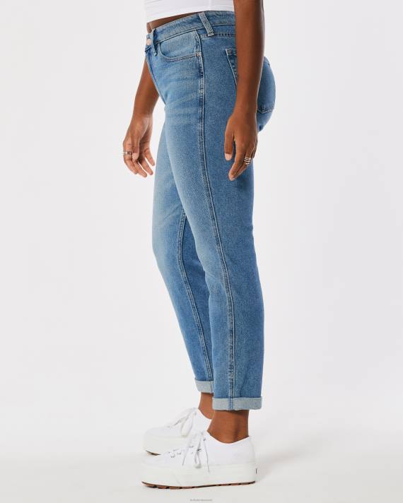 Hollister Kvinder kurvede højhuse mellemvaskede mom-jeans 2H8Z679 bunde medium vask