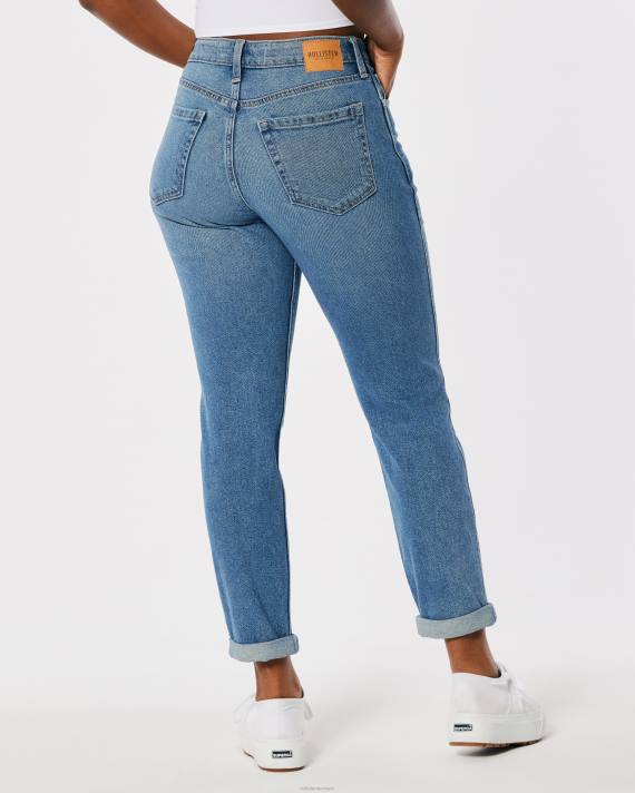 Hollister Kvinder kurvede højhuse mellemvaskede mom-jeans 2H8Z679 bunde medium vask