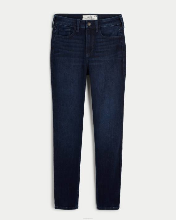 Hollister Kvinder kurvede højtaljede mørkvaskede super skinny jeans 2H8Z602 bunde mørk skylning