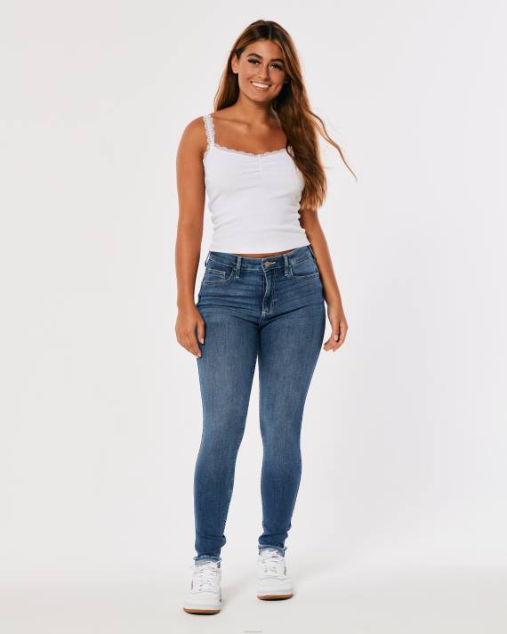 Hollister Kvinder kurvede højtaljede mellemvaskede superskinny jeans 2H8Z576 bunde medium