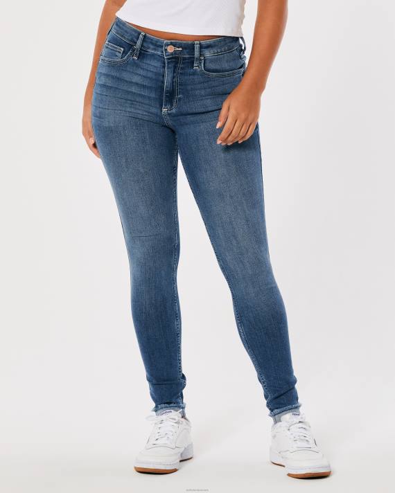 Hollister Kvinder kurvede højtaljede mellemvaskede superskinny jeans 2H8Z576 bunde medium