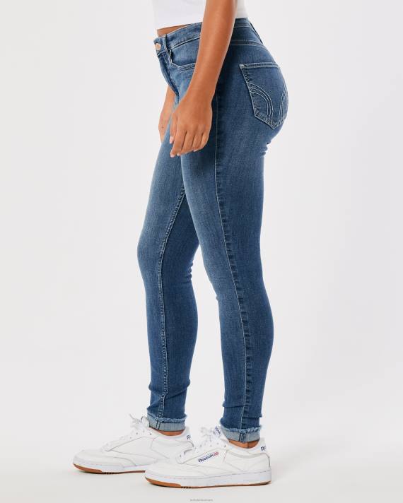 Hollister Kvinder kurvede højtaljede mellemvaskede superskinny jeans 2H8Z576 bunde medium
