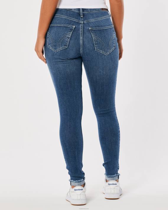 Hollister Kvinder kurvede højtaljede mellemvaskede superskinny jeans 2H8Z576 bunde medium