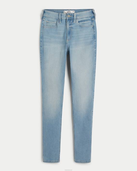 Hollister Kvinder kurvede højtaljede mellemvaskede superskinny jeans 2H8Z611 bunde let vask