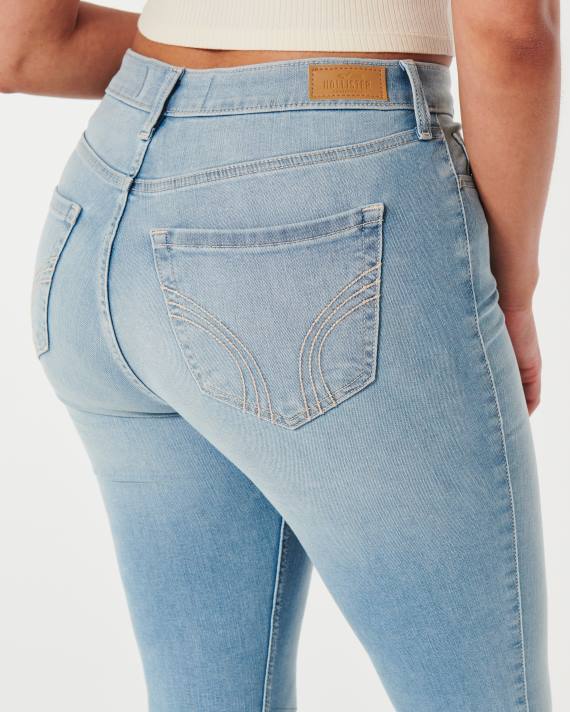 Hollister Kvinder kurvede højtaljede mellemvaskede superskinny jeans 2H8Z611 bunde let vask