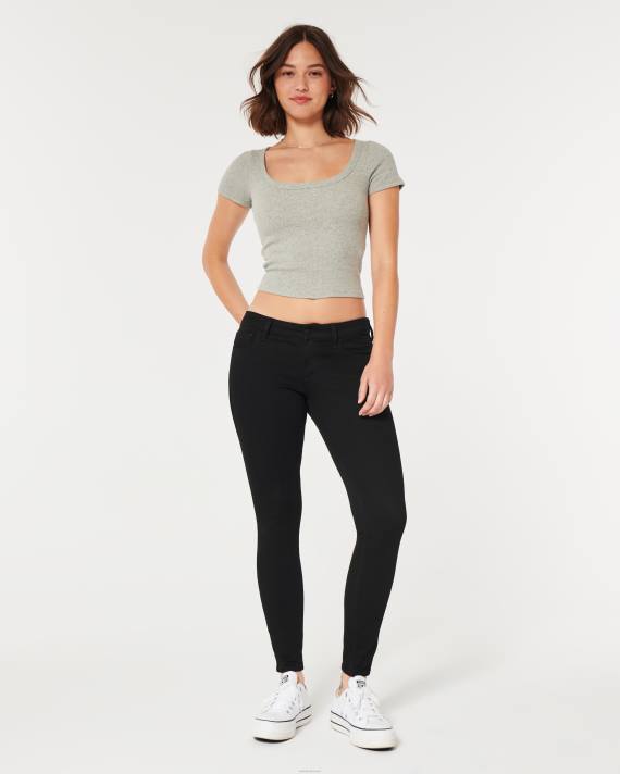 Hollister Kvinder kurvede, lave sorte super skinny jeans 2H8Z692 bunde sort