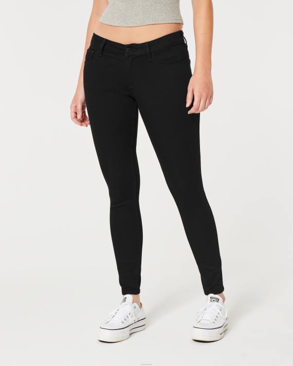 Hollister Kvinder kurvede, lave sorte super skinny jeans 2H8Z692 bunde sort