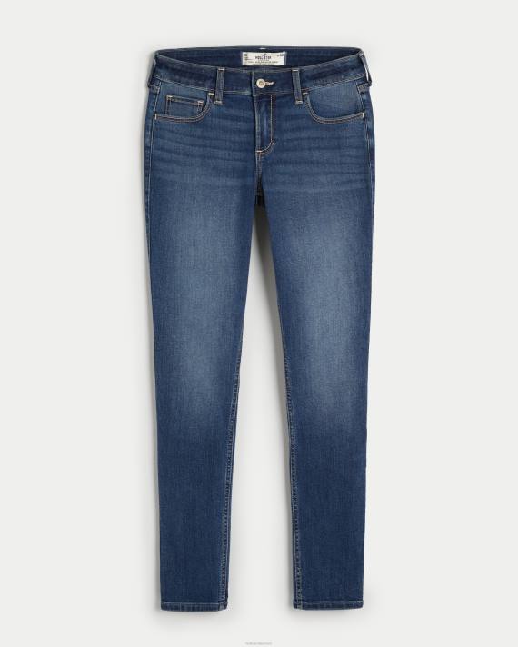 Hollister Kvinder kurvede lavtaljede mørkvaskede super skinny jeans 2H8Z609 bunde mørk vask falmer