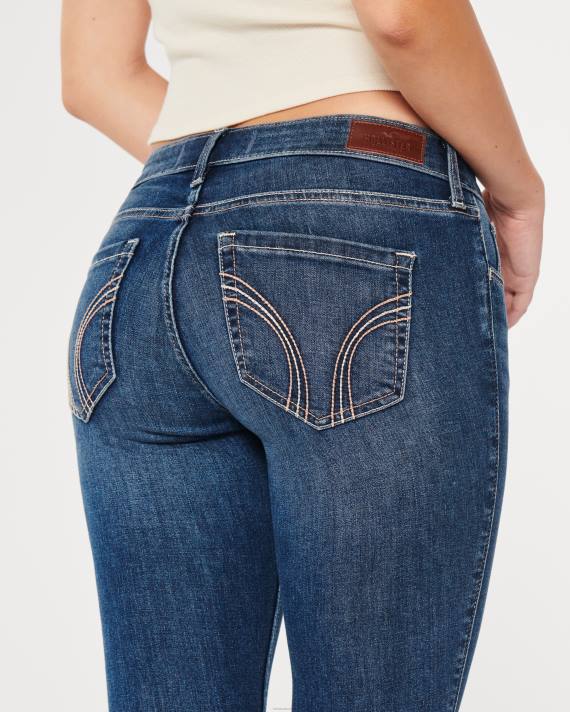 Hollister Kvinder kurvede lavtaljede mørkvaskede super skinny jeans 2H8Z609 bunde mørk vask falmer