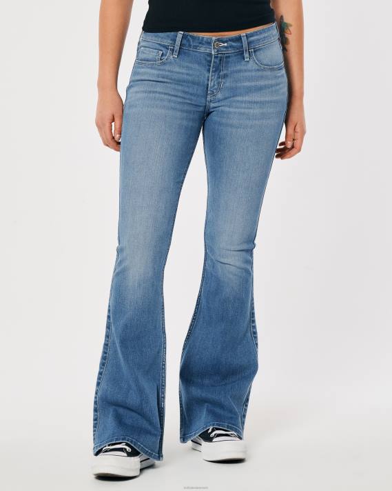 Hollister Kvinder lav talje jeans med mellemvask 2H8Z516 bunde medium vask
