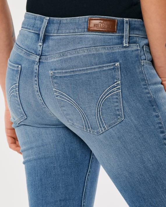 Hollister Kvinder lav talje jeans med mellemvask 2H8Z516 bunde medium vask