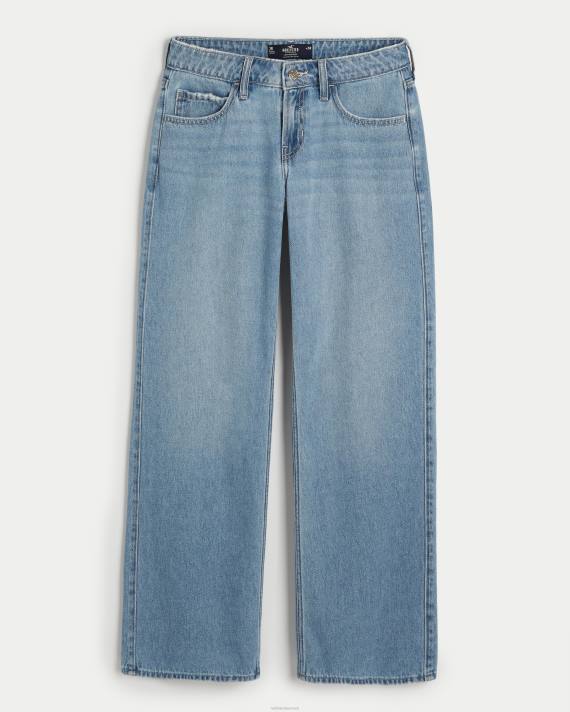 Hollister Kvinder lavtaljede letvaskede baggy jeans 2H8Z476 bunde let vask
