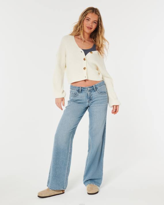 Hollister Kvinder lavtaljede letvaskede baggy jeans 2H8Z476 bunde let vask