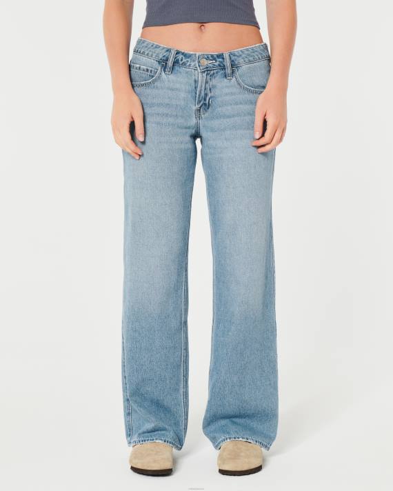 Hollister Kvinder lavtaljede letvaskede baggy jeans 2H8Z476 bunde let vask