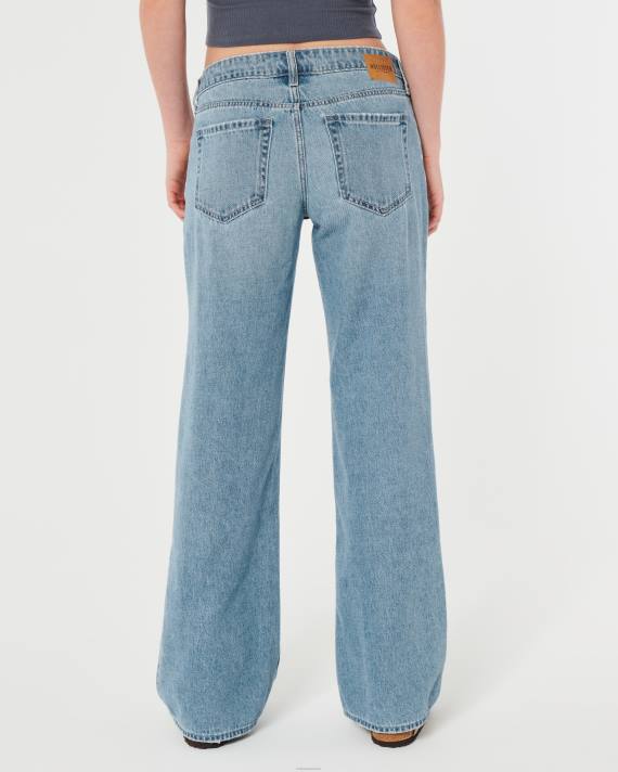 Hollister Kvinder lavtaljede letvaskede baggy jeans 2H8Z476 bunde let vask